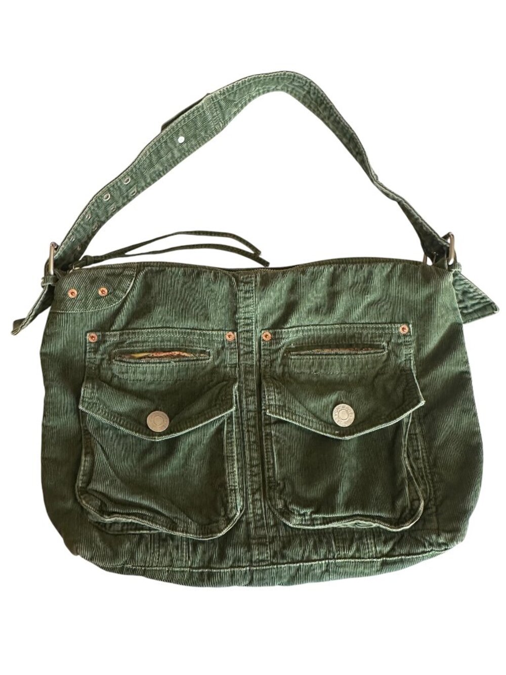 GAP Vintage Green Corduroy Messenger Bag Bookbag University Purse